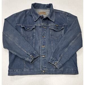 Wrangler Men's Blue Denim Western Jacket Vintage Cowboy Rancher Style, Size XL